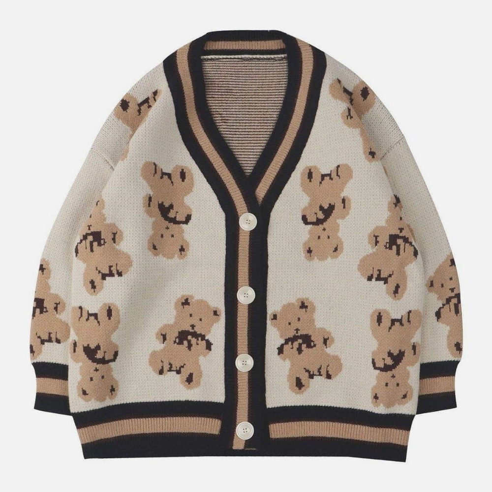 Aelfric Eden Cream and Brown Teddy Bear Cardigan